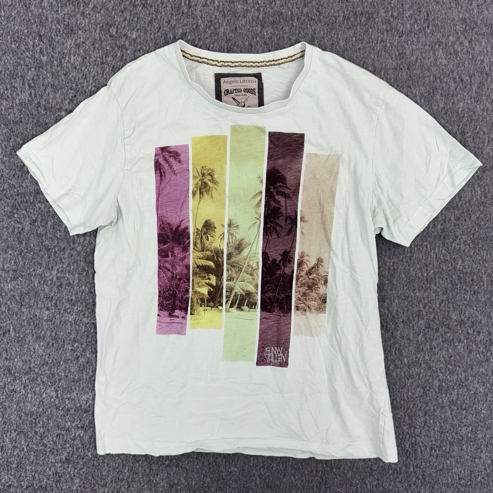 Angelo Litrico Palm‎ Tree Graphic T Shirt XL Mint Green Tropical Beach Tee